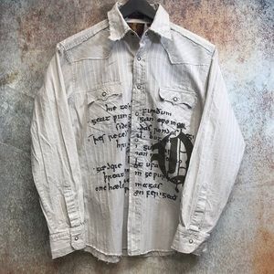 Franky Max Men’s Shirt Button Down Distressed S